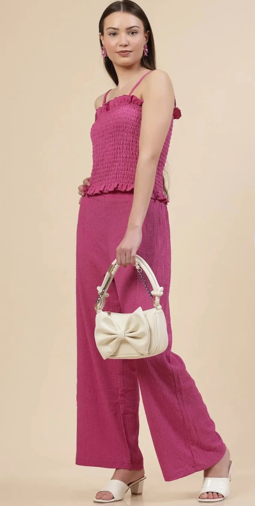 Cream Structured Hand Held Bag for Women Elegant Lightweight Handbag Stylish Daily Use Office Party Tote