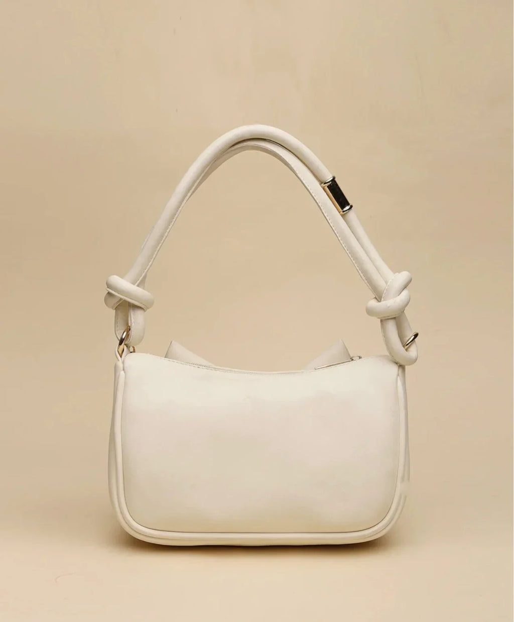 Cream Structured Hand Held Bag for Women Elegant Lightweight Handbag Stylish Daily Use Office Party Tote