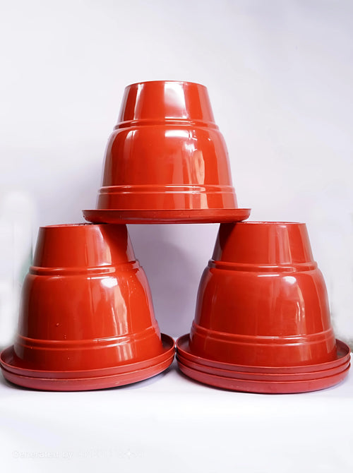 Big Round Planter Pot (pack of 6)  for Indoor & Outdoor Plants | Heavy Duty Plastic Garden Pot | Stylish Large Plant Container