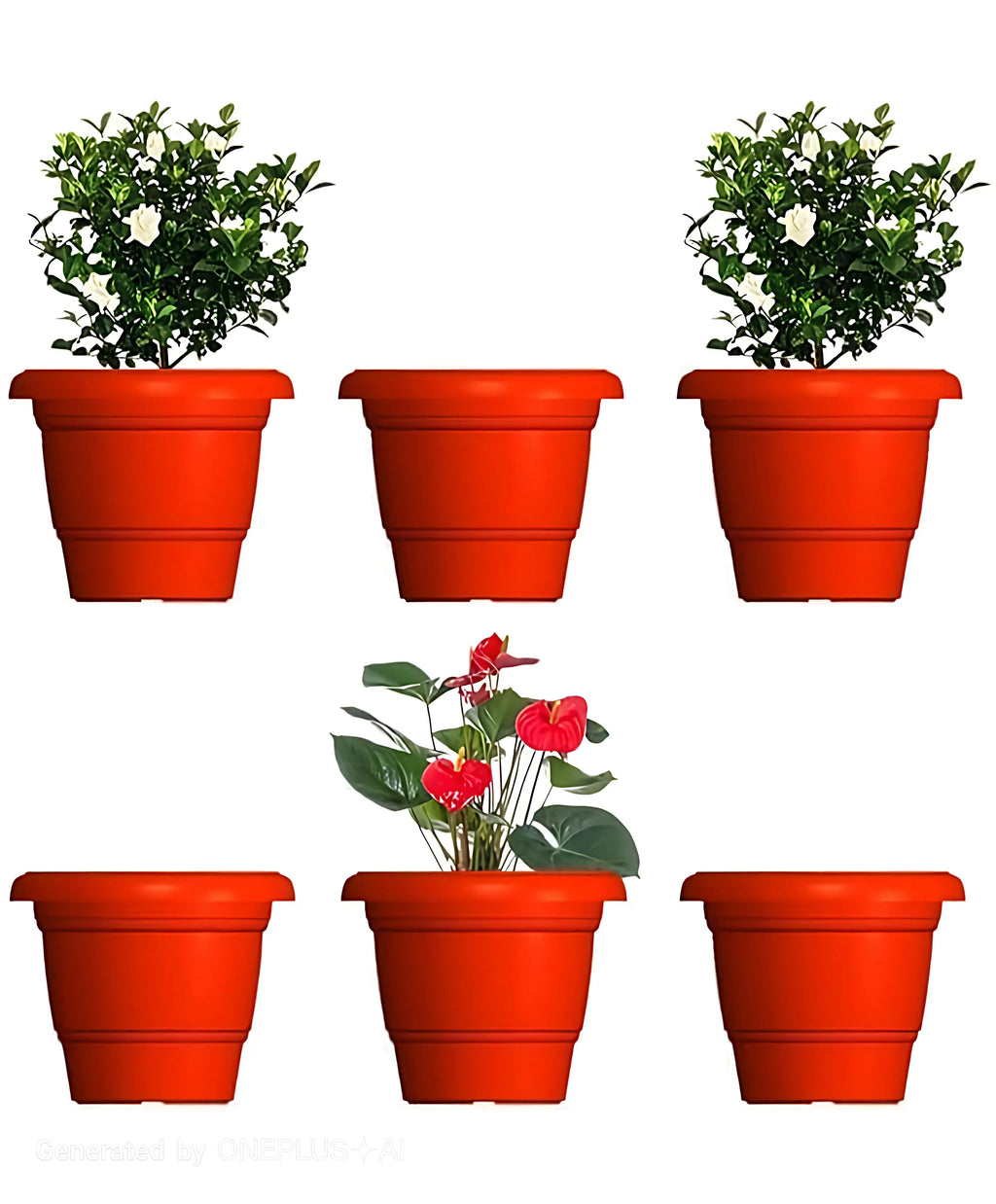 Big Round Planter Pot (pack of 6)  for Indoor & Outdoor Plants | Heavy Duty Plastic Garden Pot | Stylish Large Plant Container