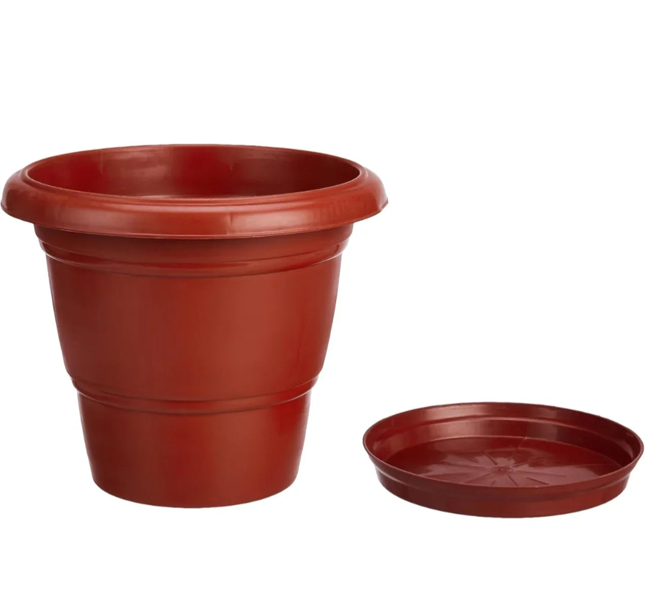 Round Plastic Plant Pot with Bottom Tray (Set of 6)  | Durable Garden Planter | Indoor Outdoor Flower Pot Leak-Proof