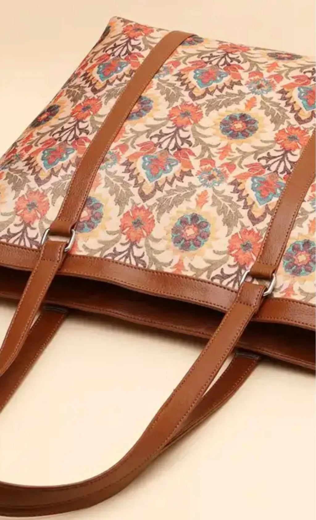 Women Ethnic Motifs Printed Structured Bag Office Handbag Stylish Work Tote for Laptop Daily Use