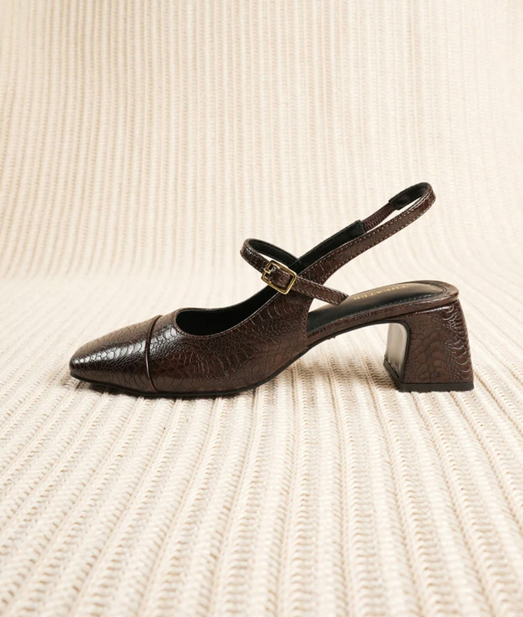 Buy Croc Print Brown Heels for Women | Stylish Party Wear Sandals India