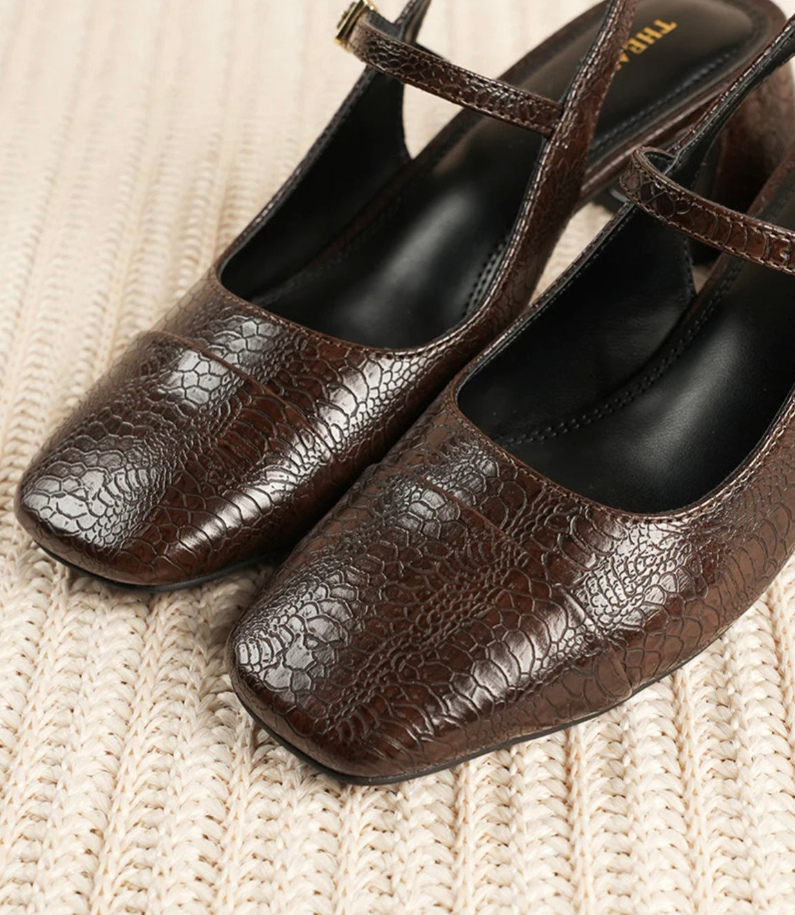 Buy Croc Print Brown Heels for Women | Stylish Party Wear Sandals India