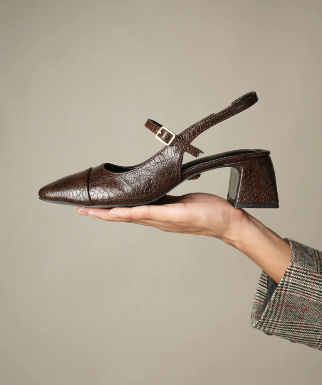 Buy Croc Print Brown Heels for Women | Stylish Party Wear Sandals India