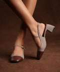 Elegant Brown Print Heels for Women | Stylish Party & Office Wear Sandals