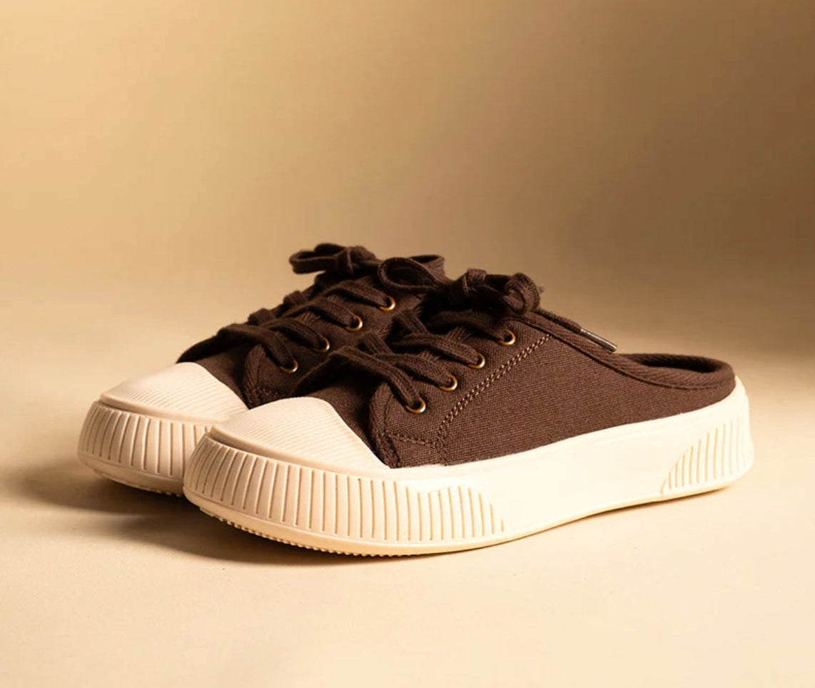 Trendy Brown Slip-On Sneakers – Comfort + Style in One